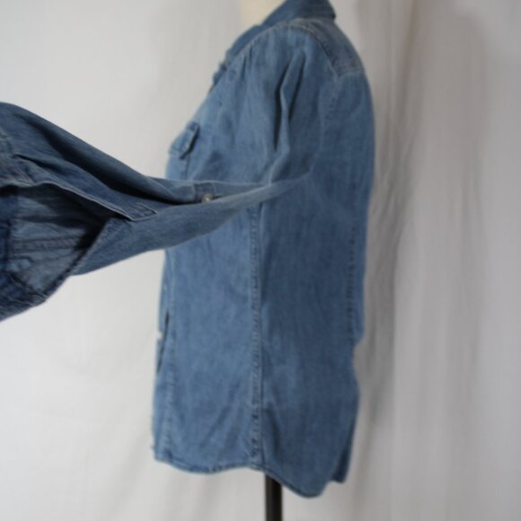 Talbots Denim Button Up Long Sleeve Shirt Size 6p Blue Pockets Collared - Picture 5 of 10